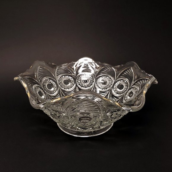 Antique Glass Bowl Peacock Feather Style - Picture 2 of 11
